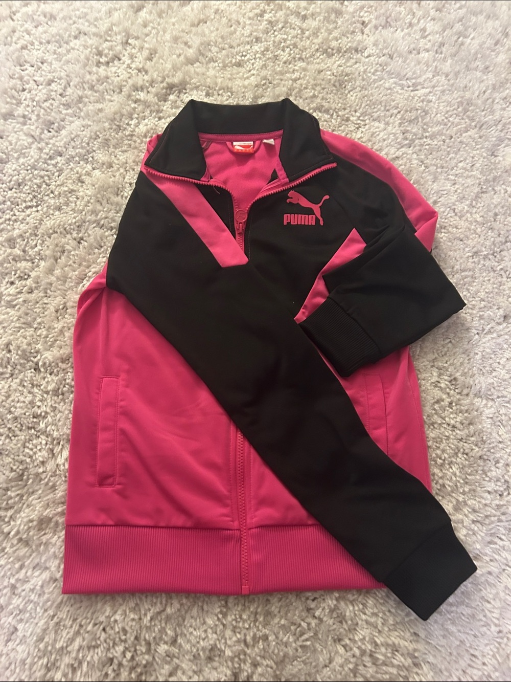 Puma Women's Black and Pink Varsity Jacket